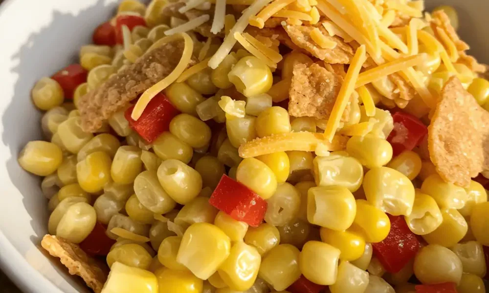 frito corn salad in white bowl close up
