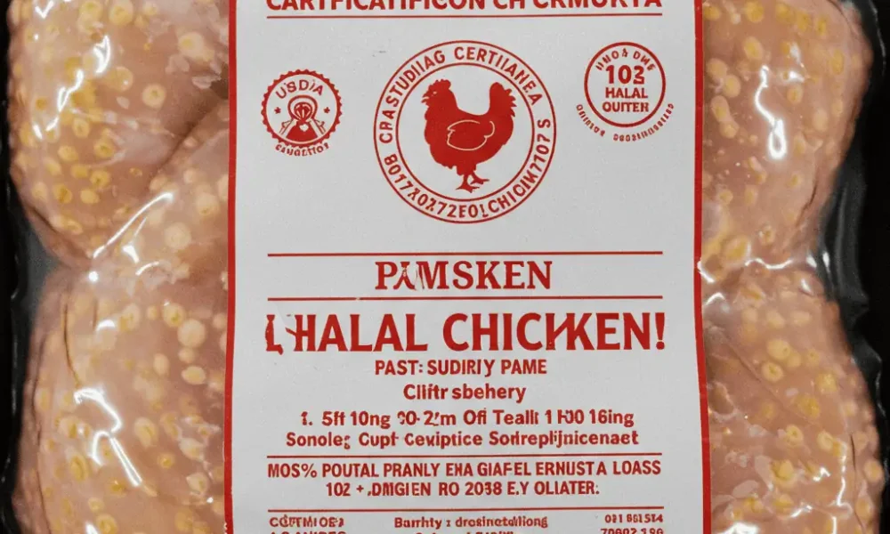 Certified halal chicken packaging in the USA