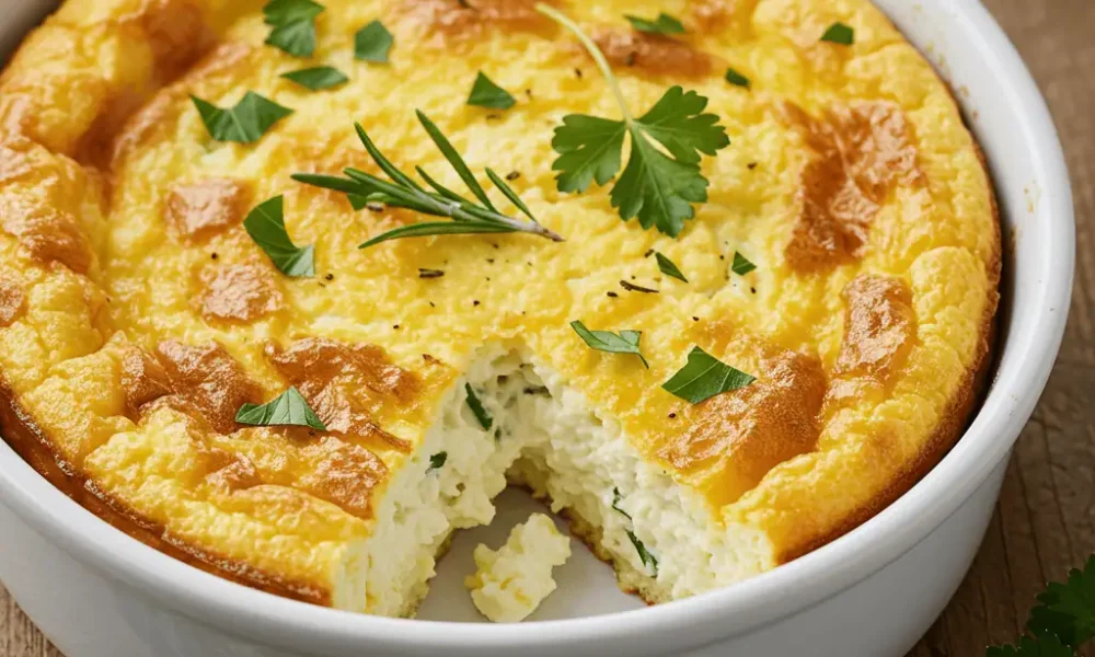 keto egg cottage cheese bake in baking dish