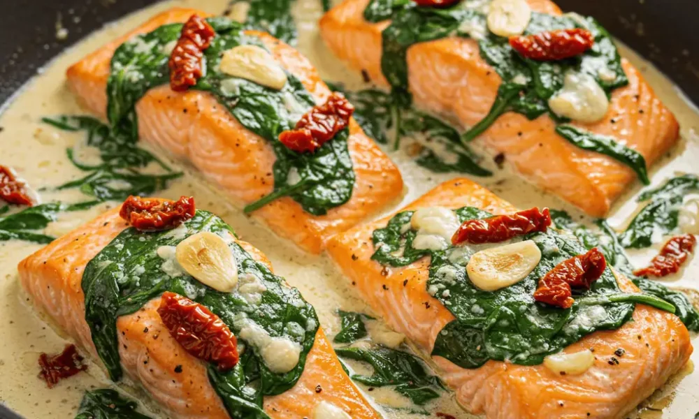 tuscan salmon recipe with creamy garlic sauce